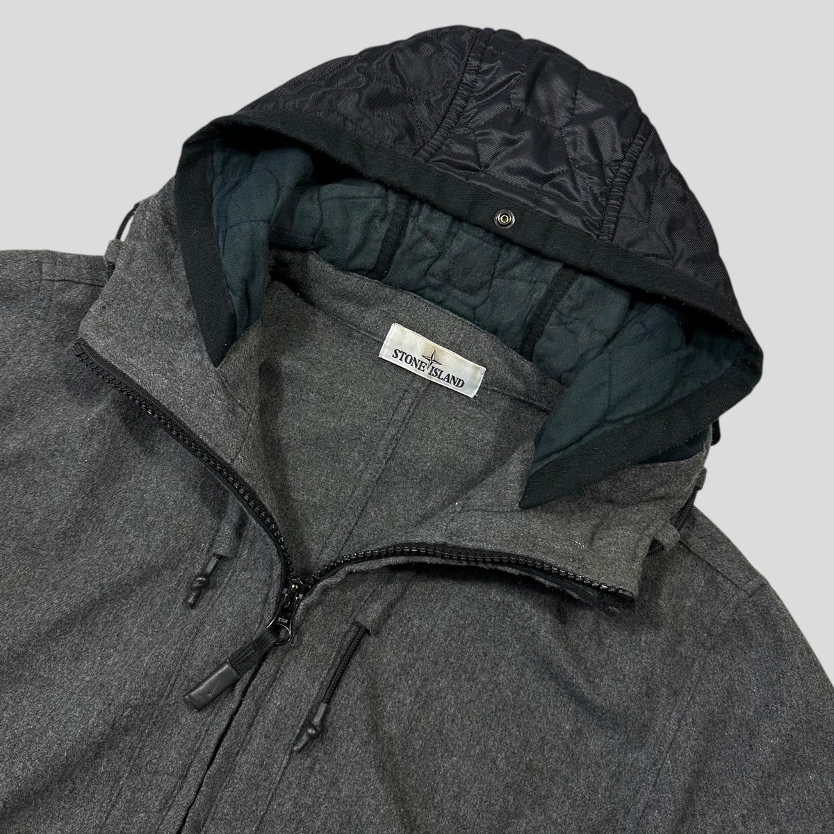 Stone Island AW14 Mélange Wool Poly Double Hood Jacket - L | Grey