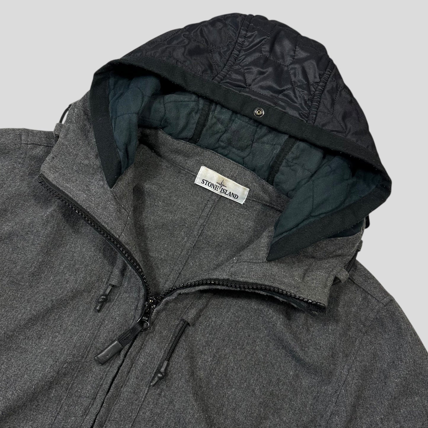 Stone Island AW14 Mélange Wool Poly Double Hood Jacket - L | Default Title, Grey
