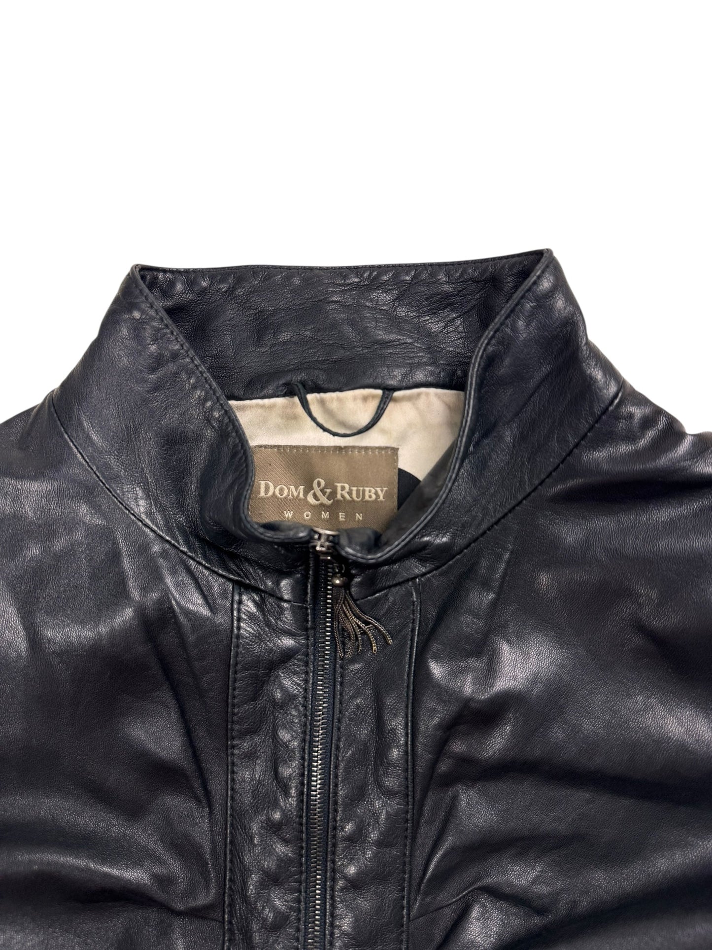 Dom & Ruby 2010s ruched leather jacket | Black, Black
