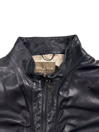 Dom & Ruby 2010s ruched leather jacket | Black, Black