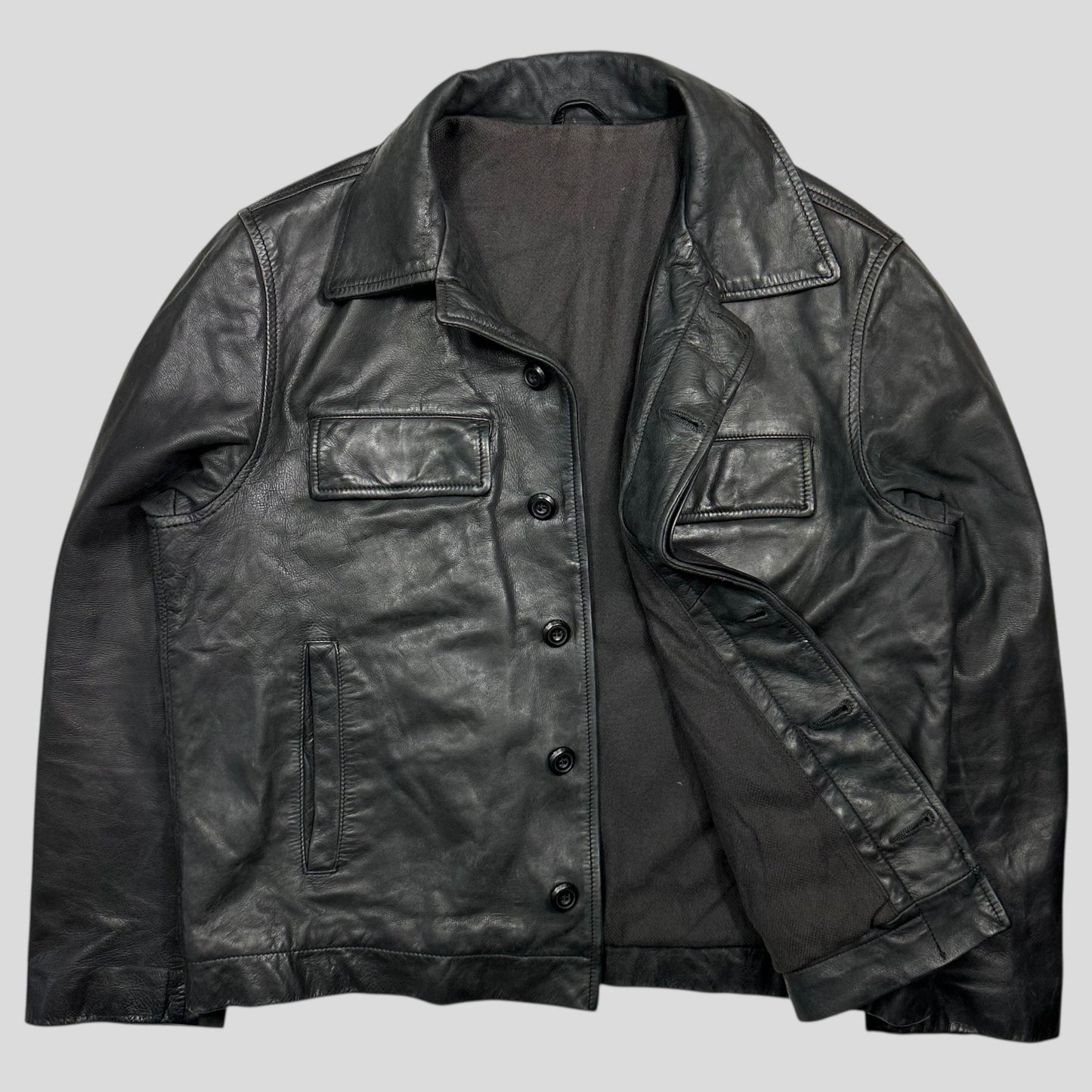 Iceberg 90’s Wool Lined Leather Harrington Work Jacket - L