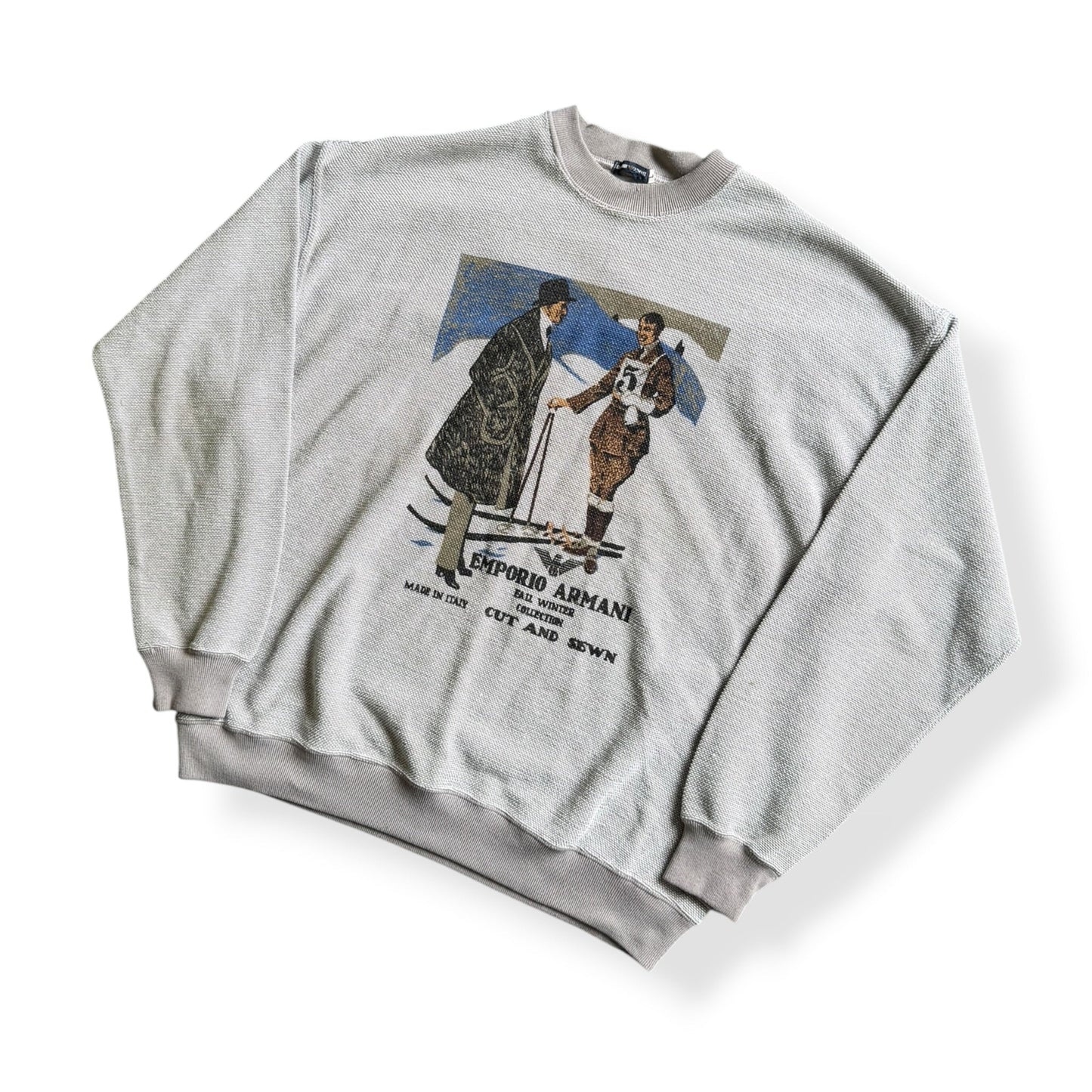 1980's Emporio Armani 'Cut & Sewn' Waffle Sweatshirt (L) | Default Title, Red