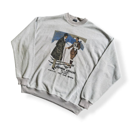 1980's Emporio Armani 'Cut & Sewn' Waffle Sweatshirt (L) | Default Title, Red