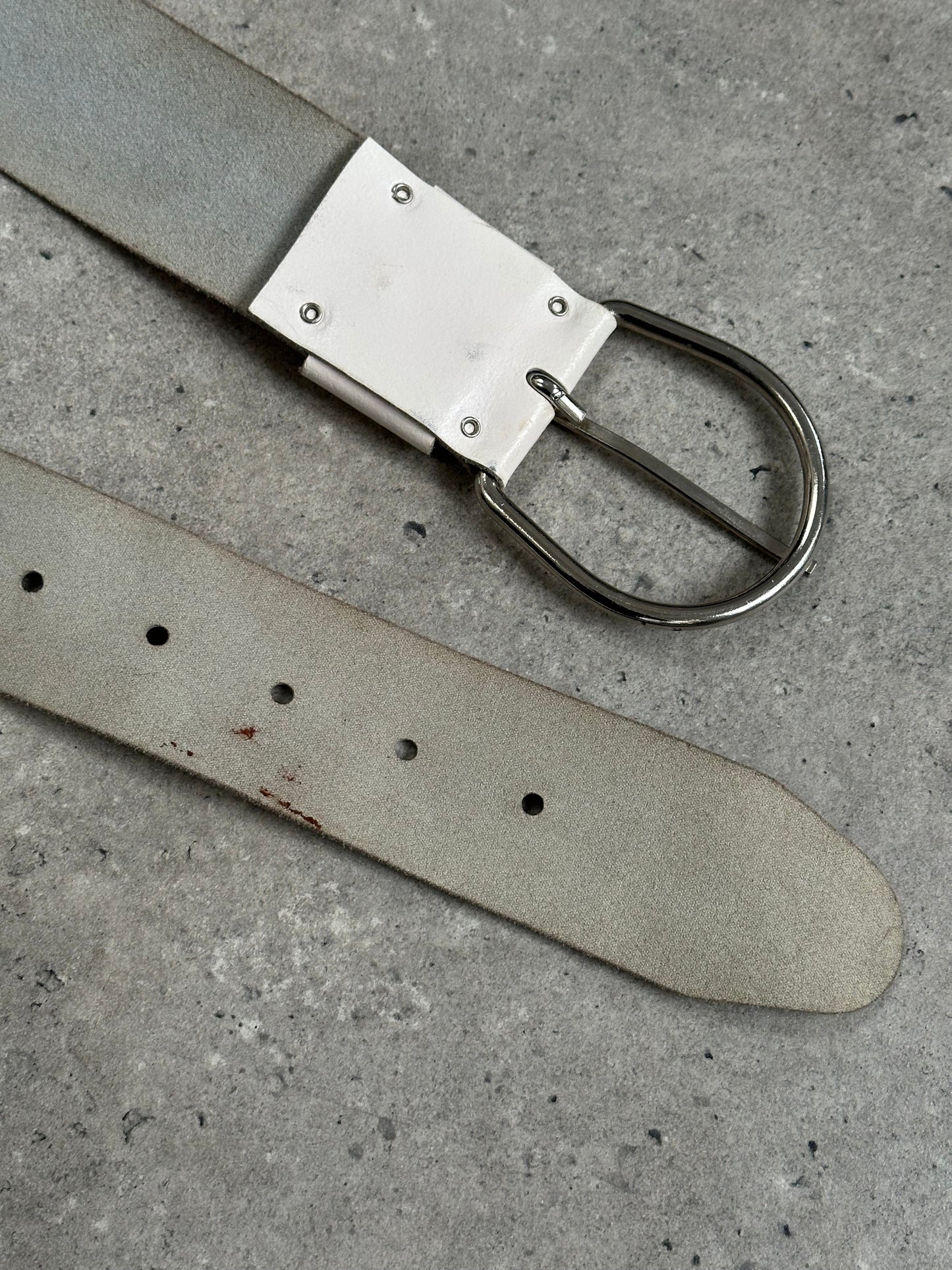 Vintage 1990s Chrome Chunky Leather Belt - W27-34