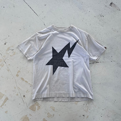 2000s thrashed bape tee | White, White