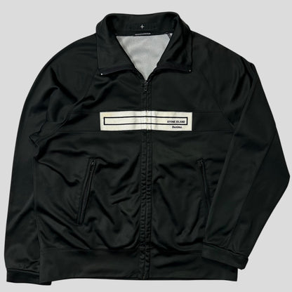 Stone Island AW04 Denims Spellout Logo Black Track Jacket - L