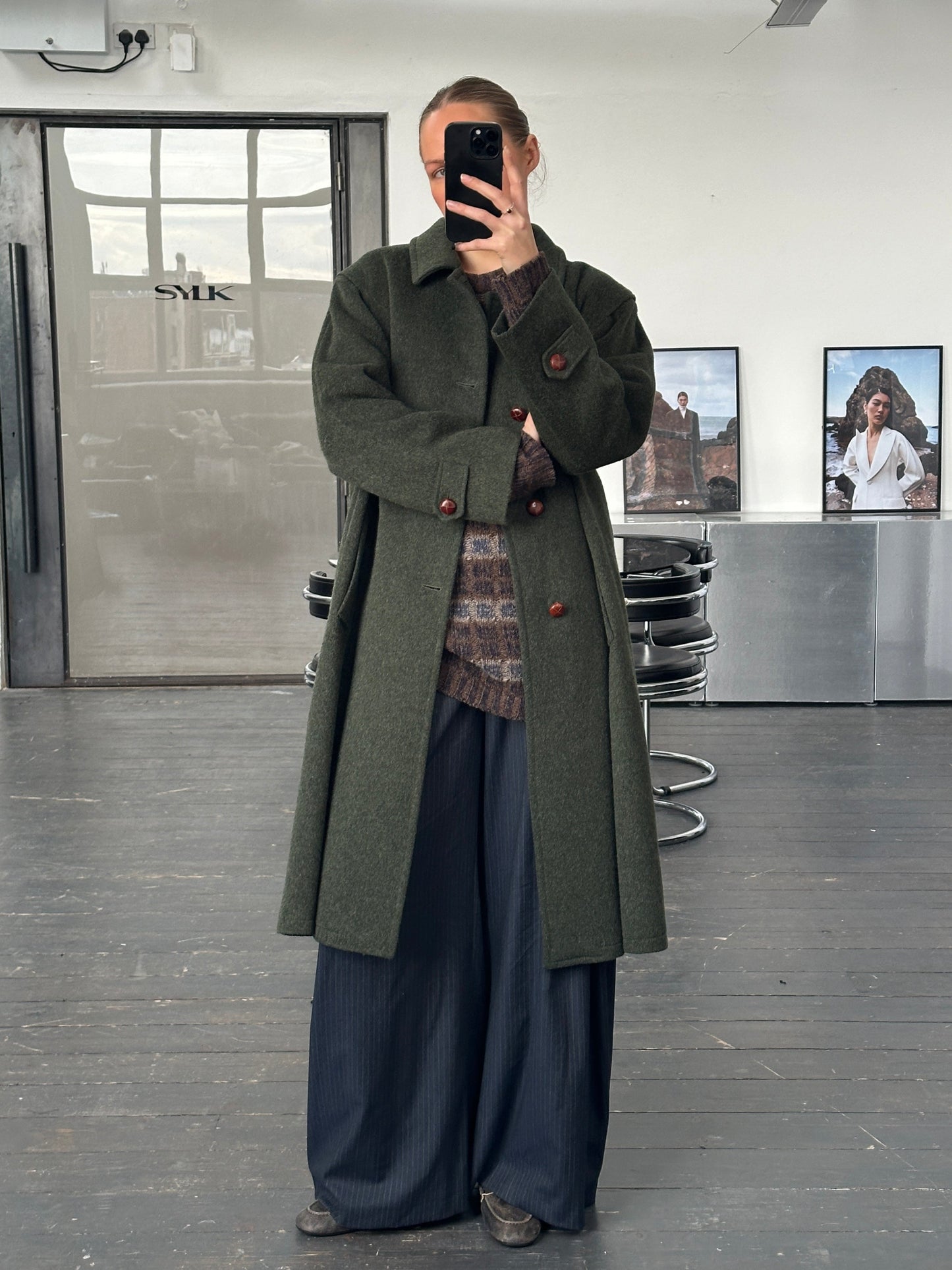 Italian Vintage 1990s Wool Alpaca Wool Single Breasted Coat - XL