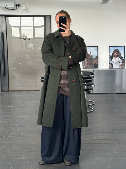 Italian Vintage 1990s Wool Alpaca Wool Single Breasted Coat - XL