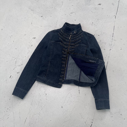 2000s armani jeans frayed blue denim jacket | Blue, Blue