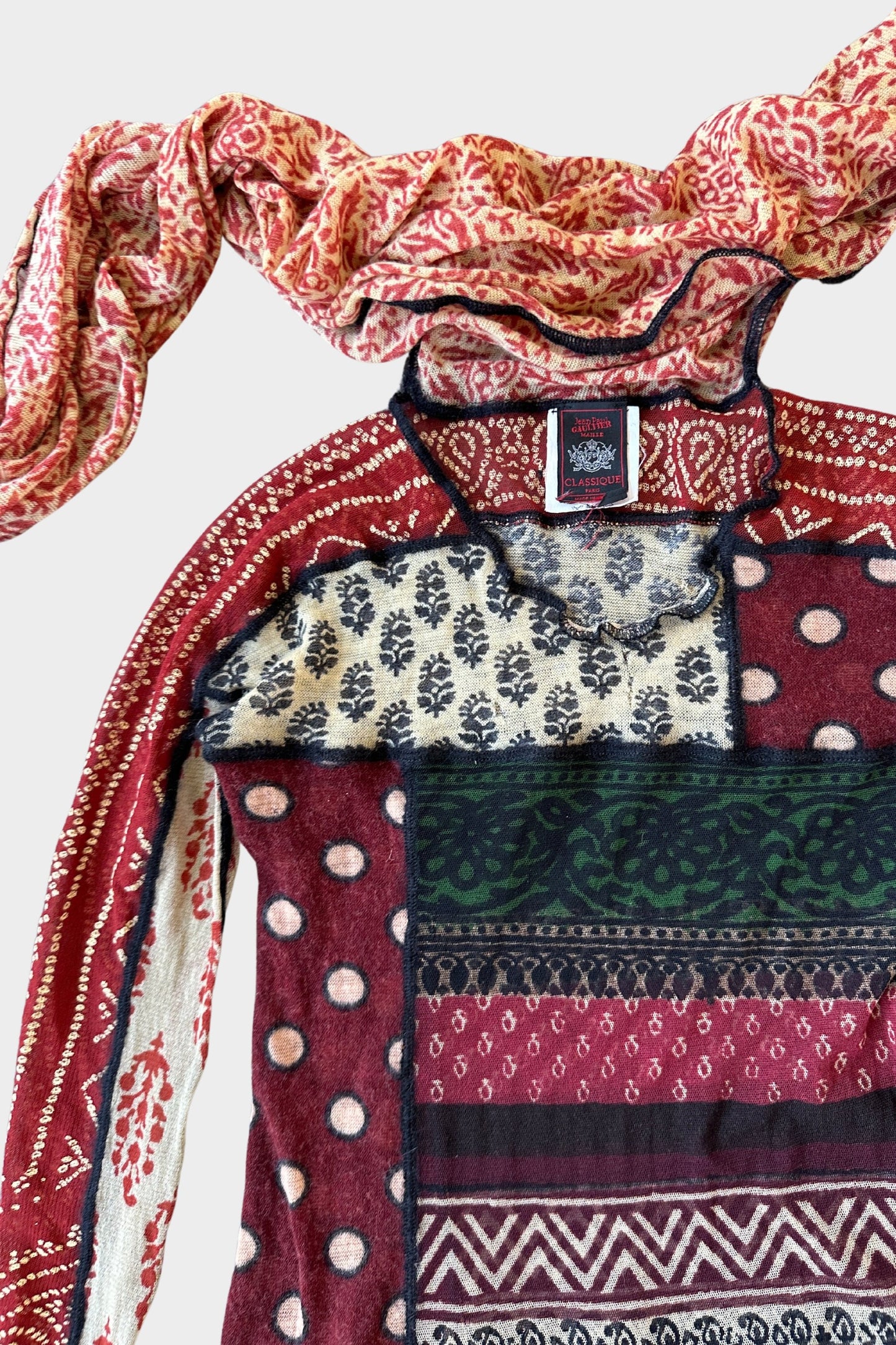 Jean Paul Gaultier Patchwork Maxi Printed Mesh Dress