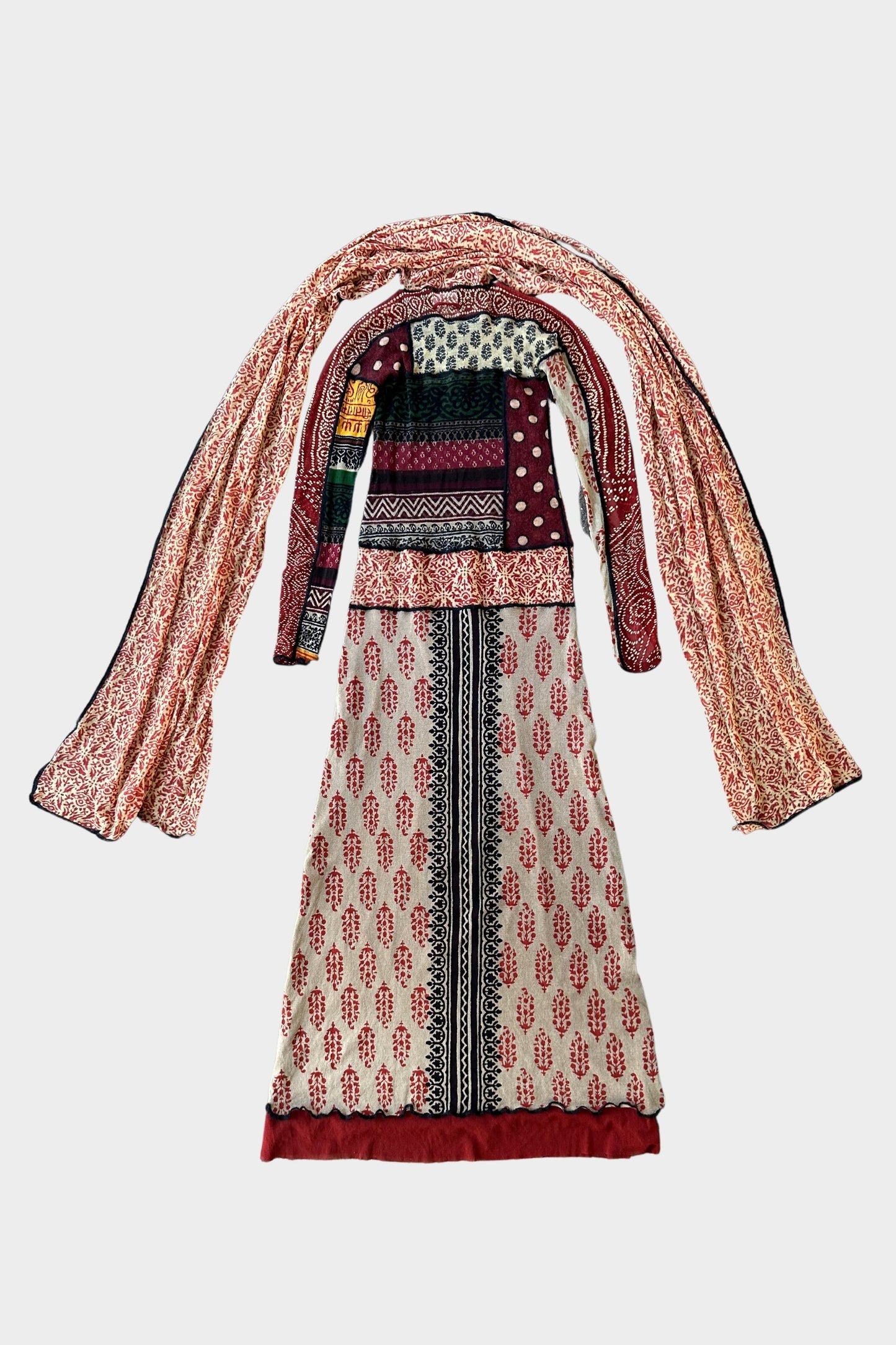 Jean Paul Gaultier Patchwork Maxi Printed Mesh Dress