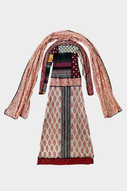 Jean Paul Gaultier Patchwork Maxi Printed Mesh Dress