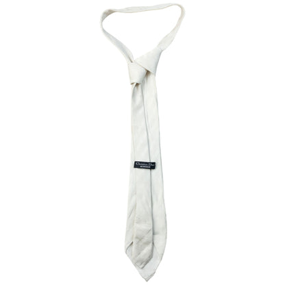 Vintage 90s Dior Monogram Stripe Silk Tie | O/S, White