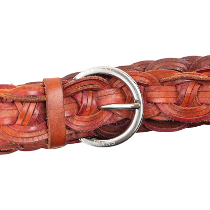 Vintage 2000s Armani Jeans Braided Leather Belt Size XL | XL, Red