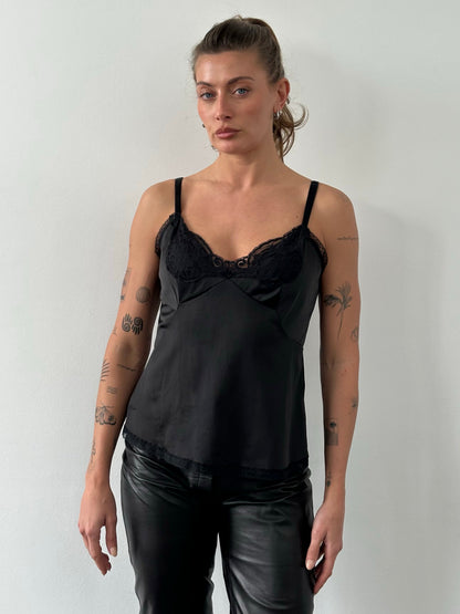 Vintage 1990s Lace Sleeveless Cami Top - M/L | M/L, Black
