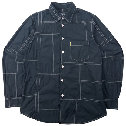 Vintage 2000s Armani Jeans Contrast Long Sleeve Button Up Shirt Size L | Large, Black