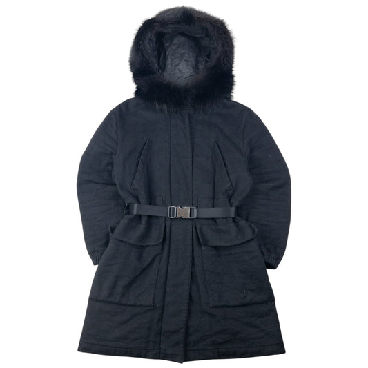 Vintage 2000s Prada Sport Raccoon Fur Wool Jacket Womens Size L | Large, Black