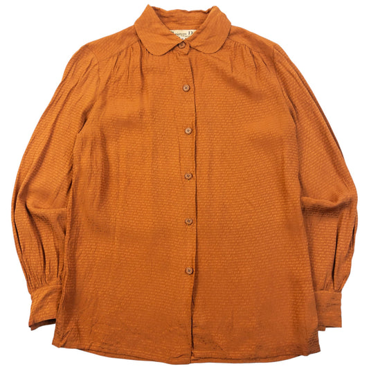 Vintage 90s Dior Monogram Button Up Silk Blouse Womens Size M | Medium, Brown