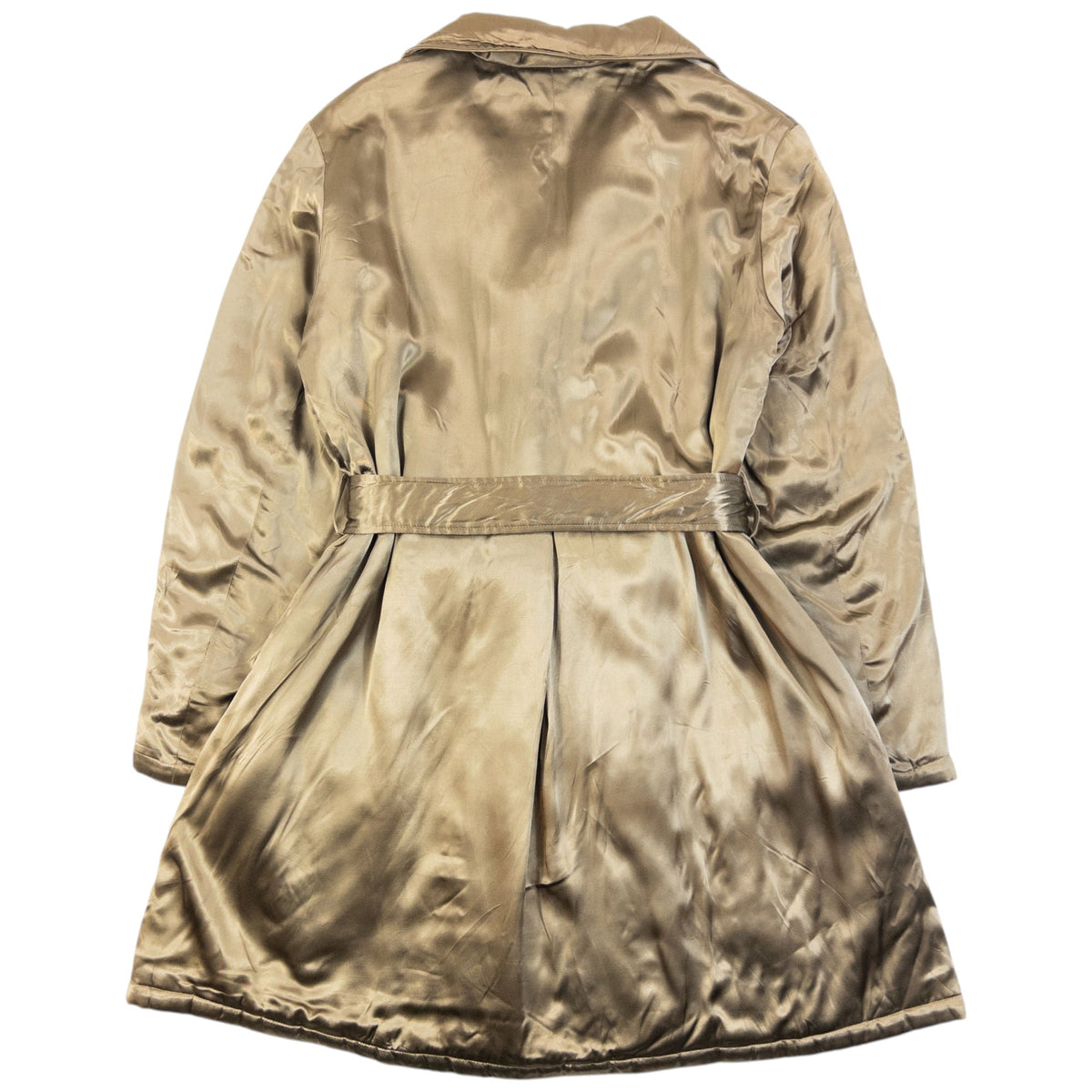 Vintage 2000s Yohji Yamamoto NOIR Belt Waist Satin Trench Jacket Womens | Small, Brown