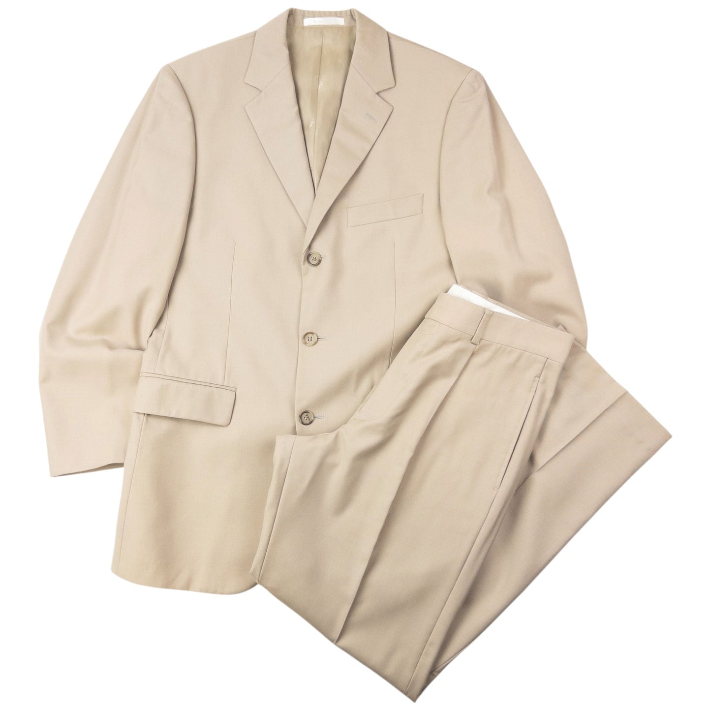 Vintage 90s YSL Yves Saint Laurent Jacket & Trousers Suit Set Size M | Medium, Beige