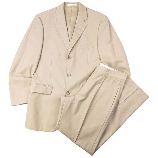 Vintage 90s YSL Yves Saint Laurent Jacket & Trousers Suit Set Size M | Medium, Beige