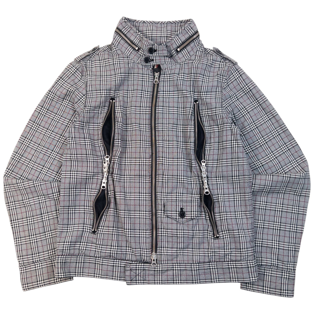 Vintage 2000s PPFM Checkered Multi Zip Jacket Womens Size S | Small, Grey