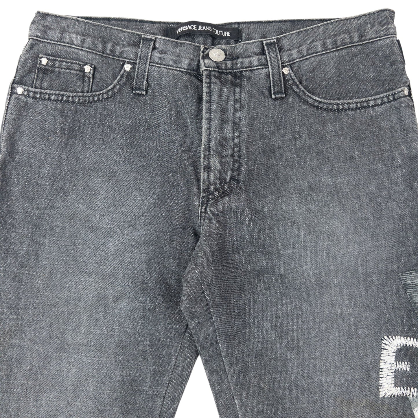 Vintage 2000s Versace Jeans Couture Embroidered Denim Jeans Womens Size W29 | W29, Grey