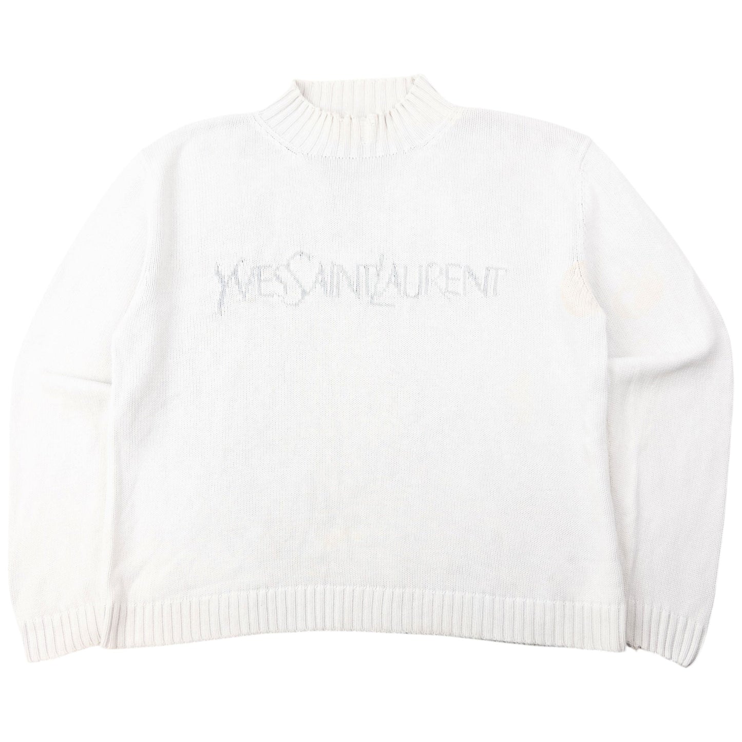 Vintage 2000s YSL Yves Saint Laurent Knit Jumper Size M | Medium, White