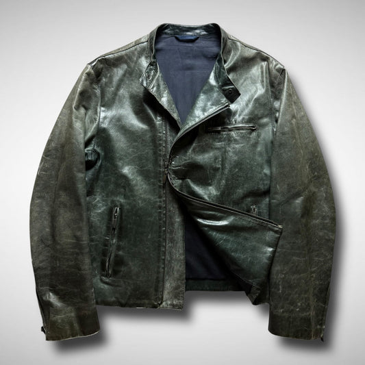 Kenzo Asymmetrical Zip Leather Jacket (1999-2003)