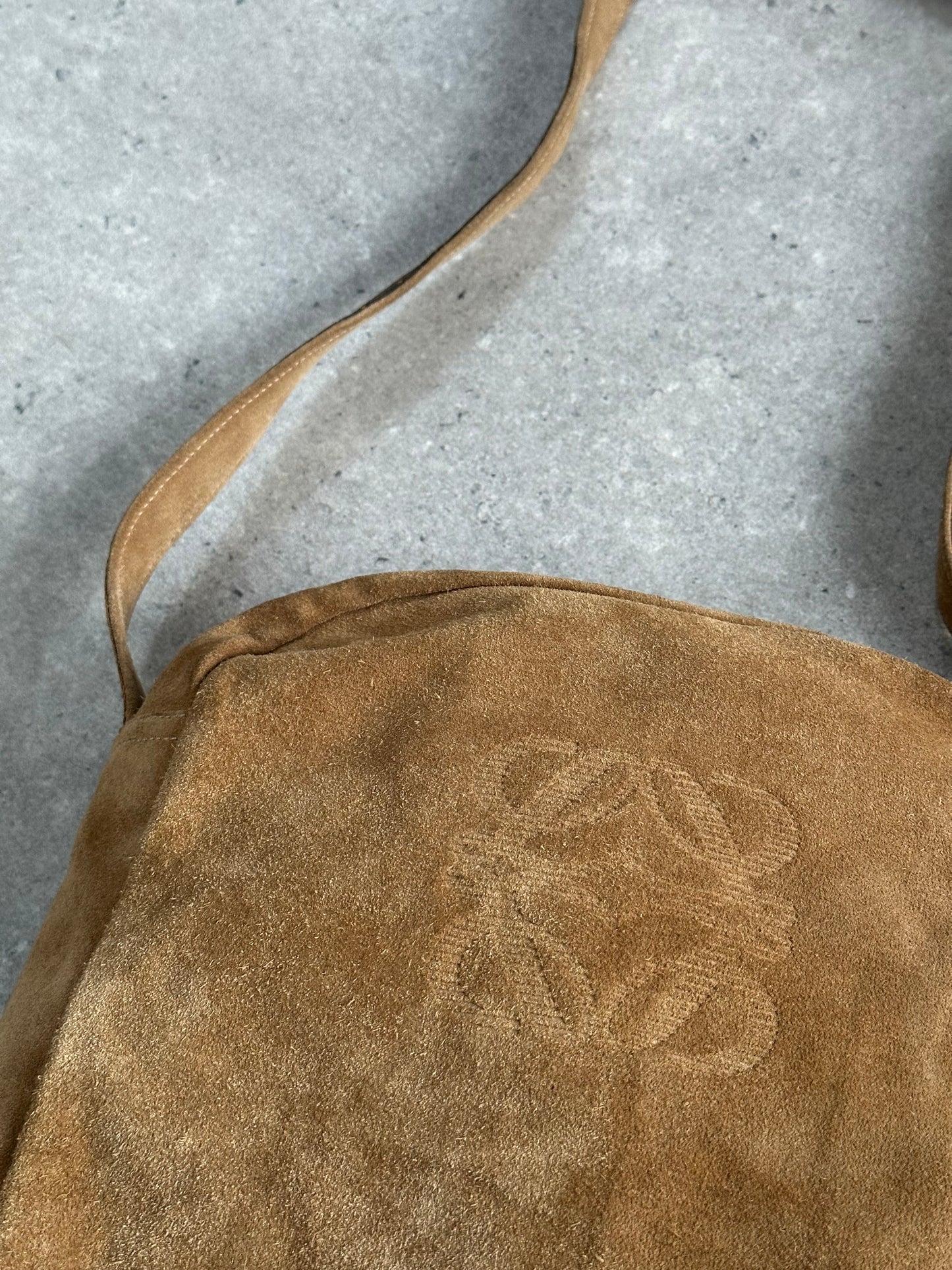 Loewe 1990s Suede Anagram Crossbody Bag