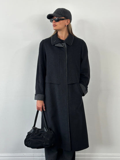 Vintage 1990s Wool Concealed Placket Coat - L