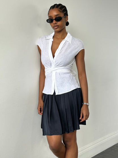 Italian Vintage 1990s Pure Silk Pleated Skirt - W24