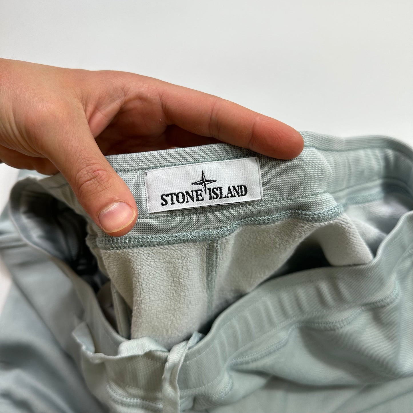 Stone Island AW22 Micrographic Spellout Logo Baby Blue Joggers - XL | Default Title, Blue