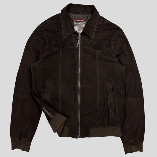 Prada Sport 2006 Leather Suede Perforated Western Jacket - IT52 (M) | Default Title, Multicoloured