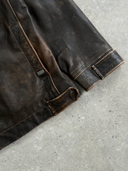 Vintage Moto Aged Leather Jacket - L