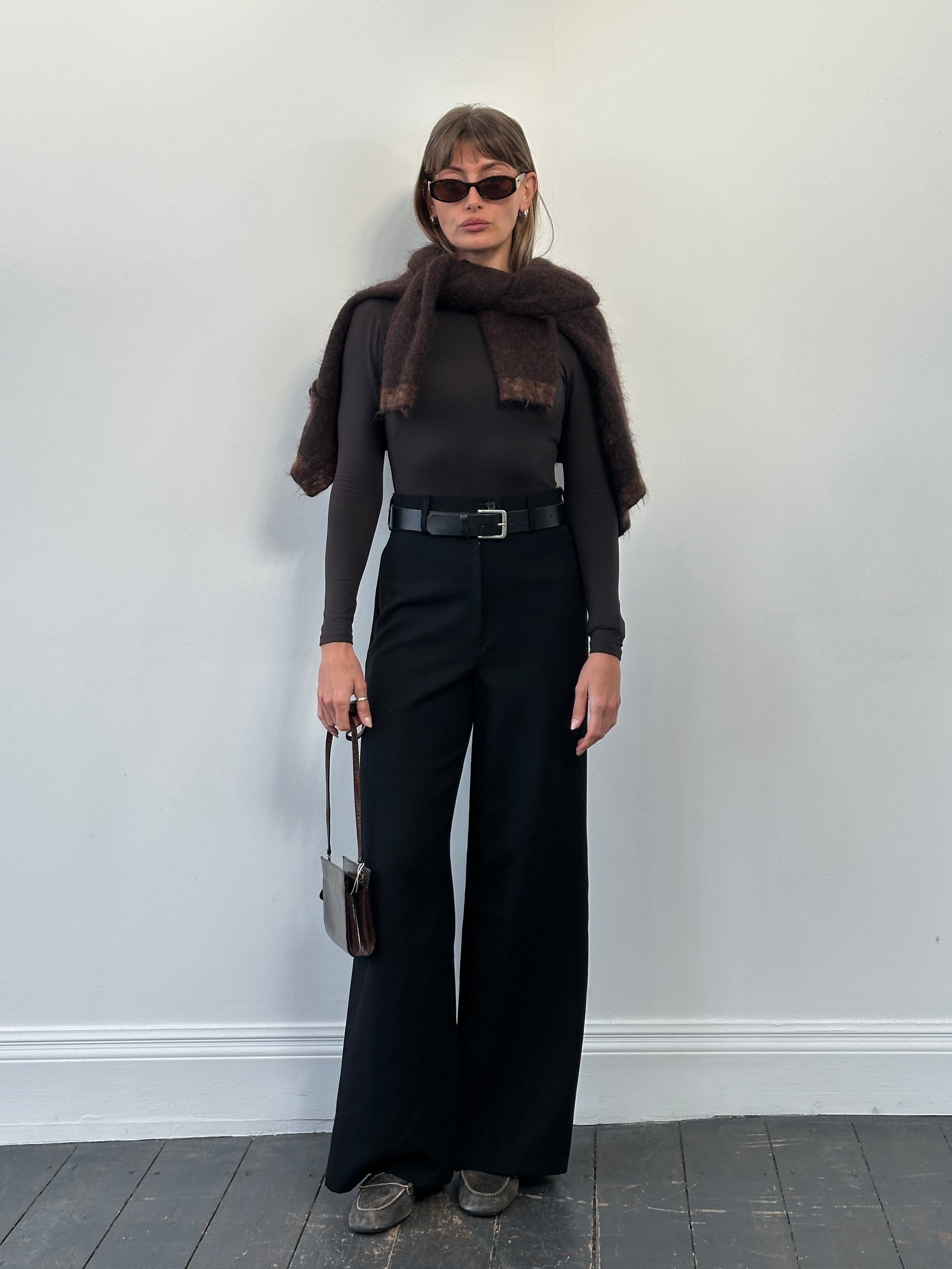 Vintage 1990s Pure Wool Wide Leg Trousers - W26 – Known Source