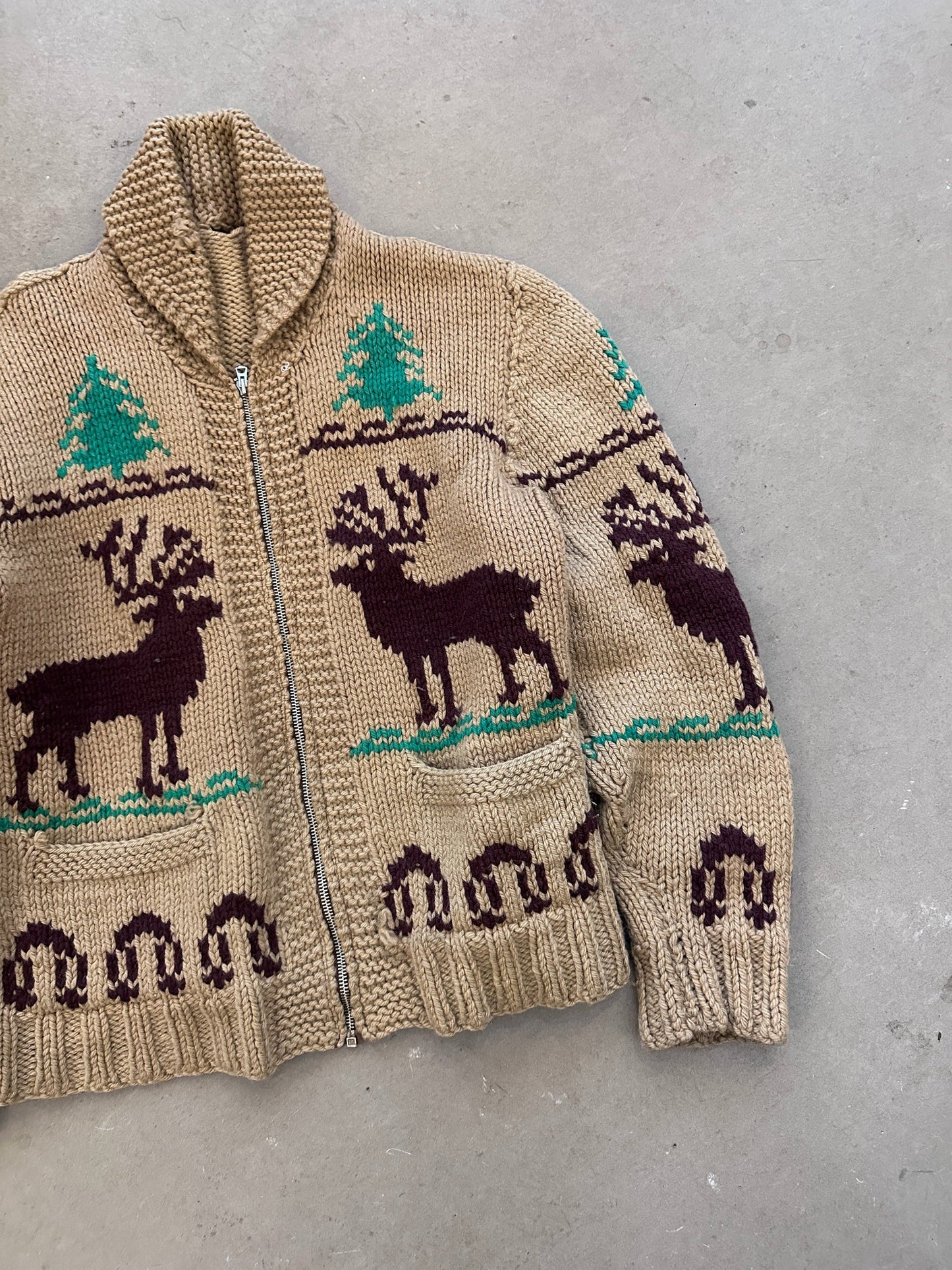 1960's Cowichan Deer Sweater - M | Default Title, Red