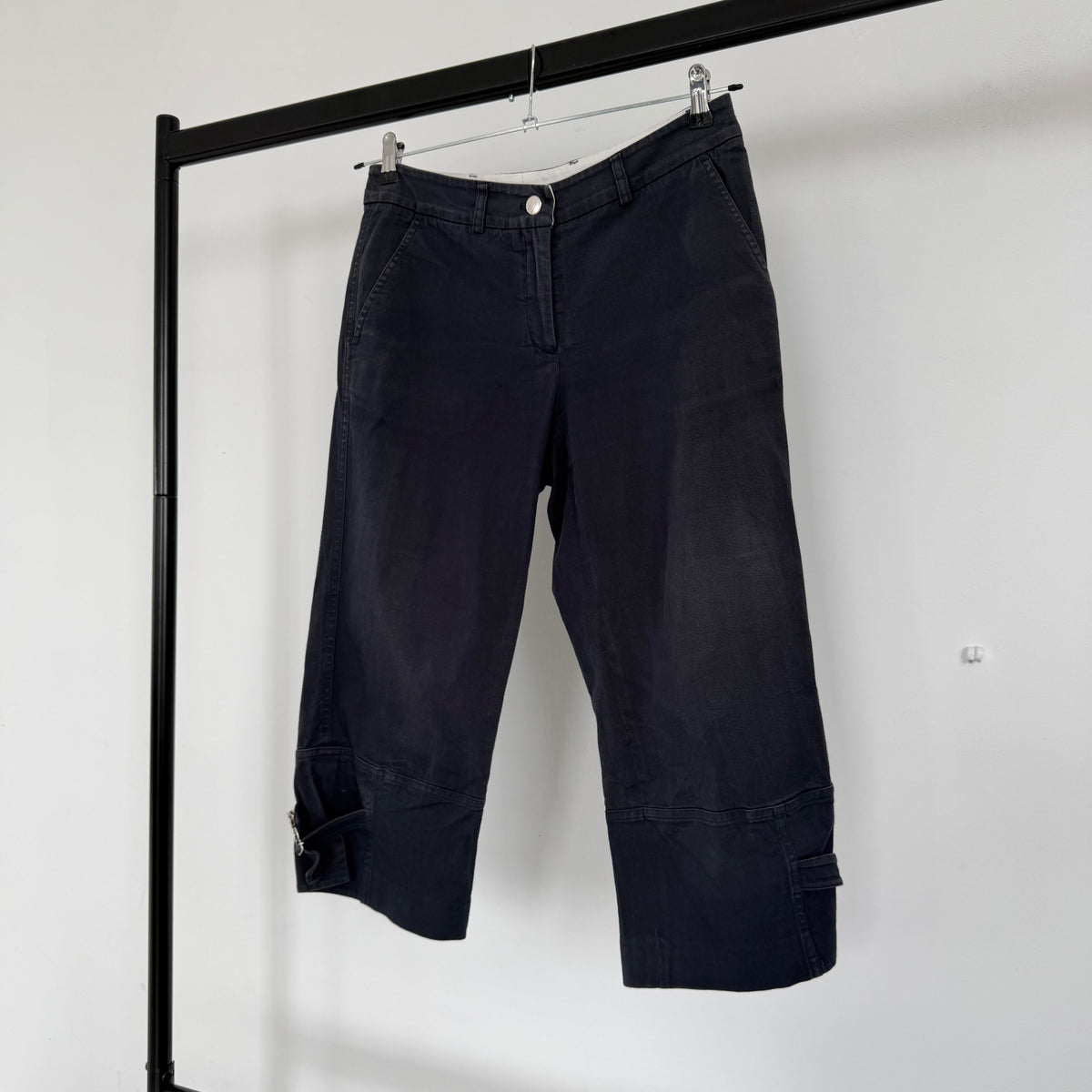 2000s emporio armani buckle capris | O/S, Navy