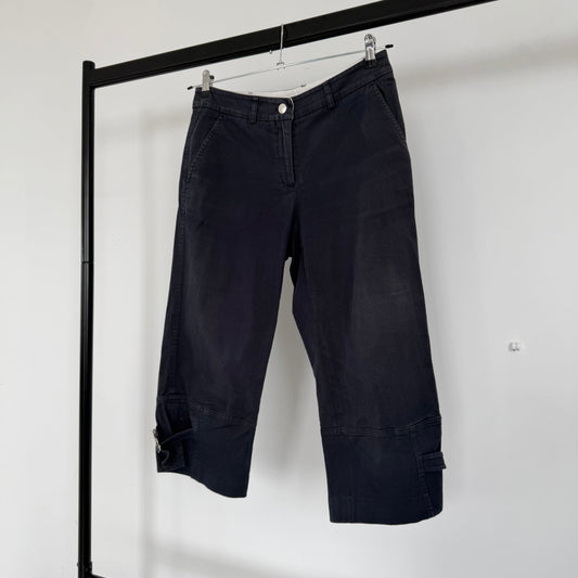 2000s emporio armani buckle capris | O/S, Navy