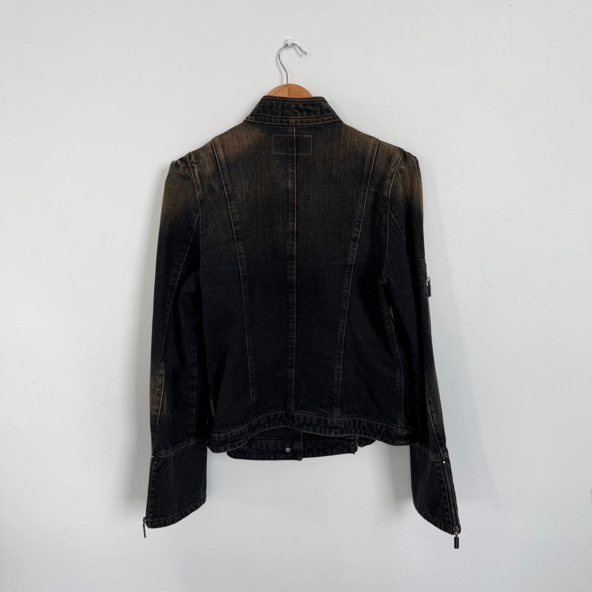 2000s armani jeans napoleon dark wash denim jacket | O/S, Dark Wash