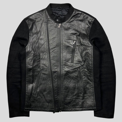 Neil Barrett 00’s Leather + Wool Modular Zip Panelled Biker Jacket - M | Default Title, Red
