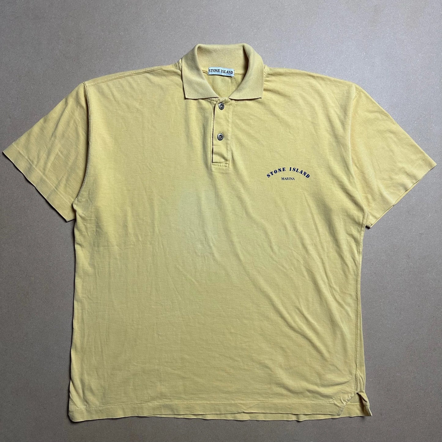 S/S 1993 Corn Yellow Marina Spell Out Polo Shirt