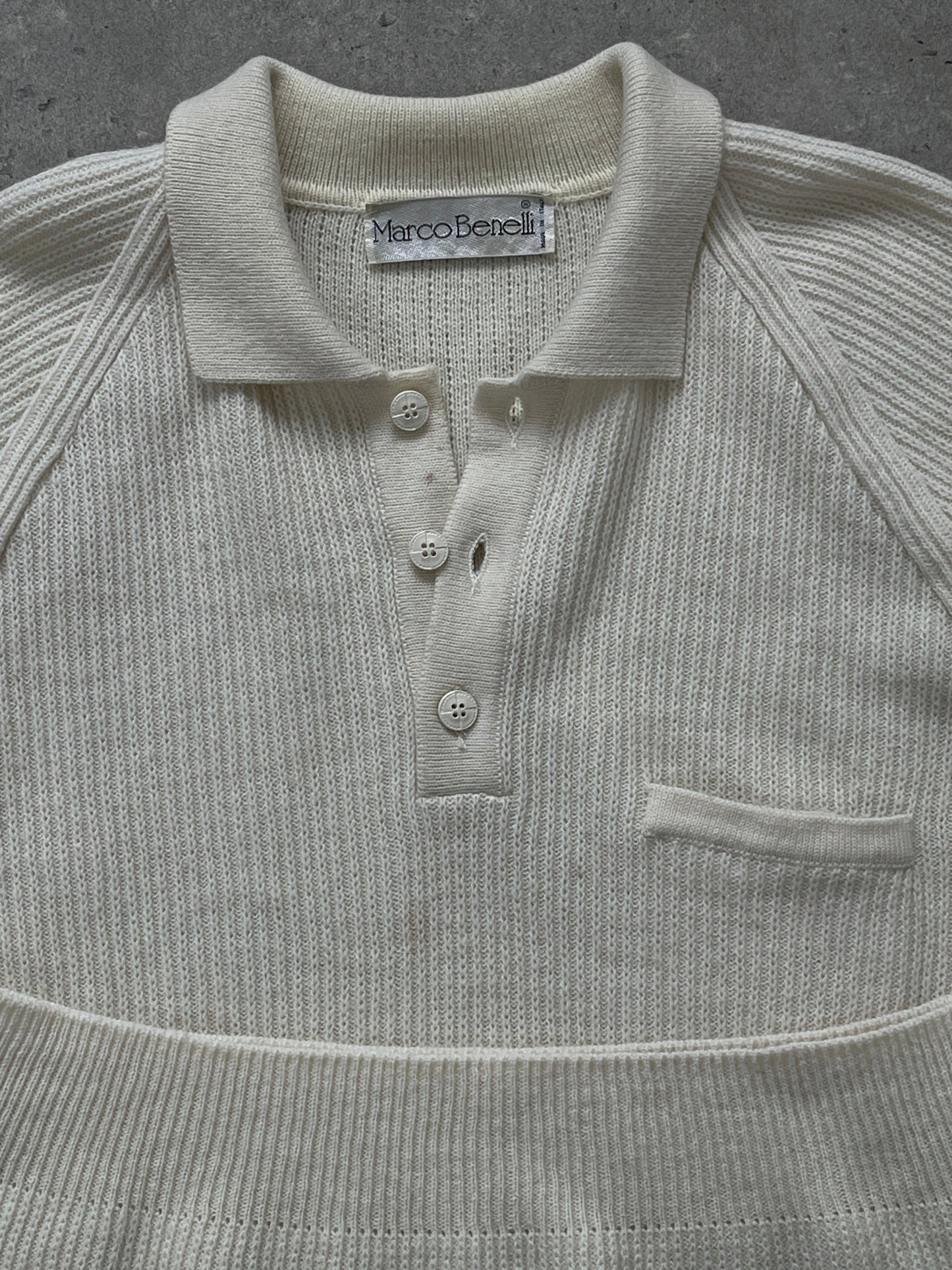 Vintage 1990s Wool Knitted Polo Jumper - XL