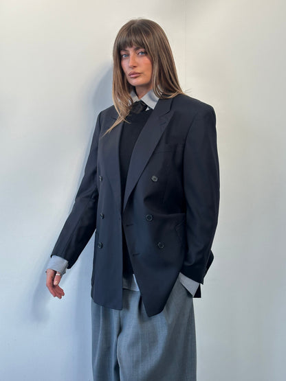 Louis Feraud x Loro Piana 1990s Pure Wool Double Breasted Blazer - 40R/L