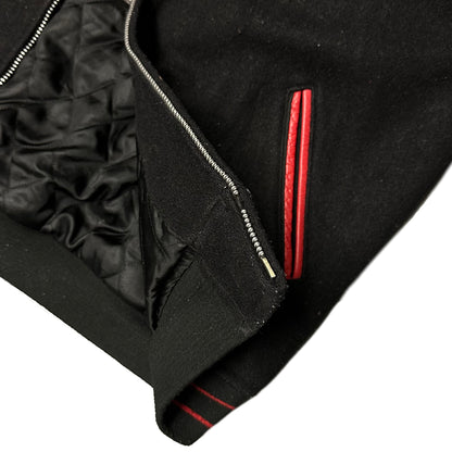 Avirex Stallions Leather & Wool Varsity Jacket In Black & Red ( XXL )