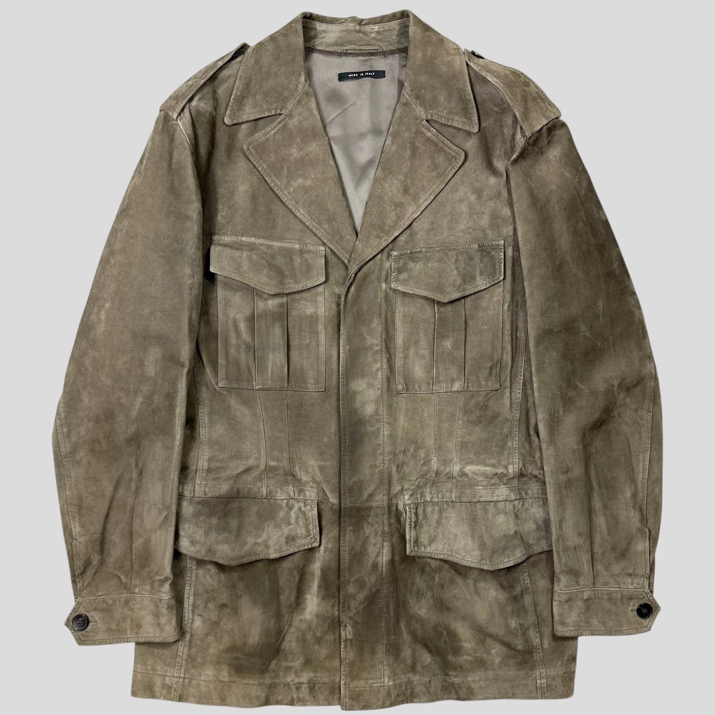 Gucci by Tom Ford FW03 Suede Leather Western Military Jacket - IT54 (L) | Default Title, Multicoloured