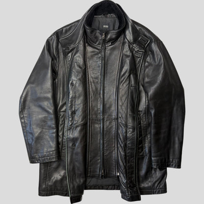 Hugo Boss 90’s Modular 2 in 1 Lambskin Leather Trench Coat - XL | Default Title, Black