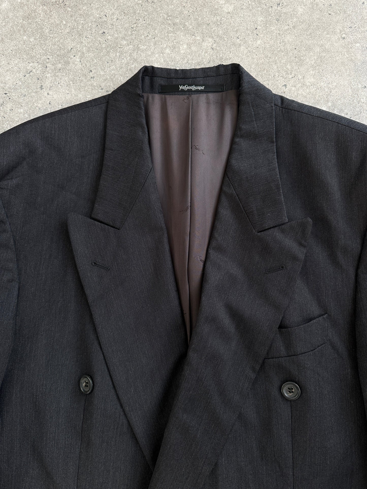 Yves Saint Laurent Pour Homme 1990s Wool Double Breasted Blazer - 44R/XXL