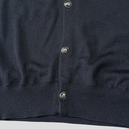 Miu Miu 00’s Crest Buttoned Navy Wool Cardigan - S/M | Default Title, Navy