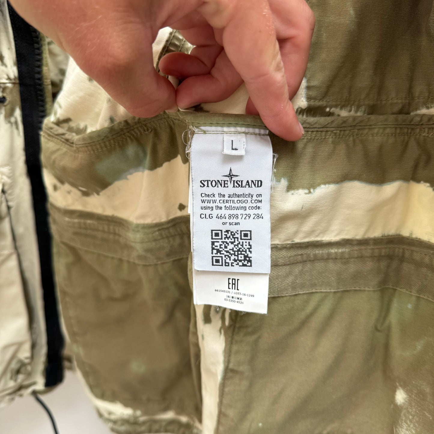 Stone Island Hand Corrosion Field Jacket 2017 (L) | Large, Cream
